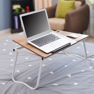 Draagbare Vouwen Notebook Tafel Verstelbare Laptop Computer Bureau met Muis Boord en Mobiele Telefoon Slot Laptop Bed Tafel 64*36CM