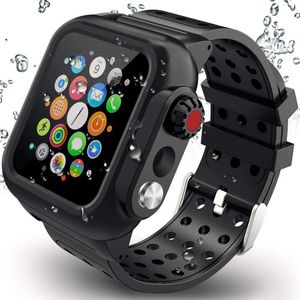 Waterdichte Rugged Case Met Siliconen Band Voor Apple Horloge Serie Se 6 5 4 3 Voor Iwatch 38/42/40/44Mm Riem Scherm Bescherm Cover