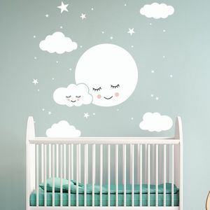 Wit Cartoon Smiley Cloud Stars Muursticker Kids Baby Kamers Decoraties Muurschildering Slaapkamer Behang Thuis Decals Nursery Stickers