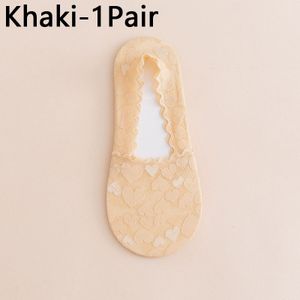 Mode Vrouwen Meisjes Lente Zomer Sokken Hart Vorm Print Kant Slipper Ademend Sokjes Onzichtbare Naadloze Boot Sokken