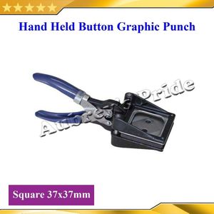 Vierkante 37x37mm Hand Held Handmatige Papier Grafische Punch Die Cutter voor Pro Button Maker