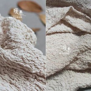 Katoen Linnen Geplooide Stof Beige Bubble Plooien Textuur Diy Kleding Rok Broek Jurk Stof