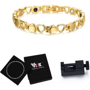 Vnox Vintage Hart Armband Magneet Germanium Steen Gezondheidszorg Vrouwen Sieraden Verstelbare Maat