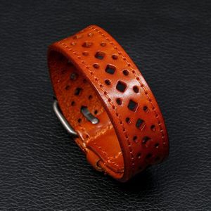 Vintage Holle Riem Lederen Armbanden Voor Mannen Sieraden Punk Wrap Verstelbare Armband Armbanden En Armbanden Hand Strap