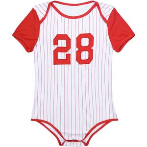 Mannen Volwassenen Babies Een Stuk Schepte Hals Korte Mouwen Geperst Kruis Streep Baseball Thema Bodysuit Mannelijke Een Stuk Romper