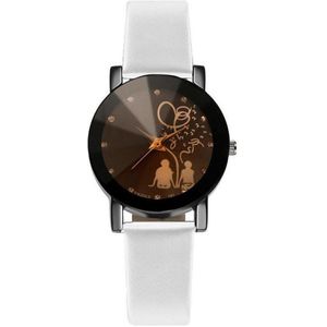 Minimalistische Klassieke Mode Paar Horloge Terug Rhinestone Faux Leather Analoge Quartz Horloges Liefhebbers