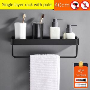 Zwart Bad Planken Badkamer Plank Organisator Nail-Gratis Shampoo Houder Planken Opslag Plank Rek Badkamer Mand Houder EL1018