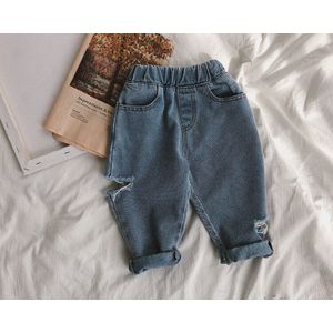 Unisex Jeans Casual Gat Denim Broek voor Jongen Lente Herfst Koreaanse Elastische Taille Jeans voor Meisjes 2 3 4 5 6 7 jaar Kinderen Broek