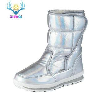 Buffie Winter Laarzen Zilver Vrouwen Snowboots Bont Warme Schoenen Girl Mid-Culf Leuk Uitziende JSH-M903