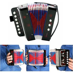 7-Key Accordeon 2 Bass Mini Accordeon Educatieve Muziekinstrument Rhythm Band Voor Kinderen Zwart/Rood/Blauw (Optioneel)