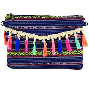 Canvas Vrouwen Tassen Handgemaakte Kwastje Zakken Keten Clutch Bag Boho Schoudertas Vintage Crossbody Tassen