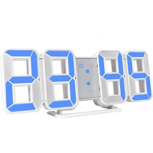 Wandklok 3D Led Grote Tijd Kalender Temperatuur Desk Tafel Morden Digitale Horloge Auto Achtergrondverlichting Home Wekkers #9