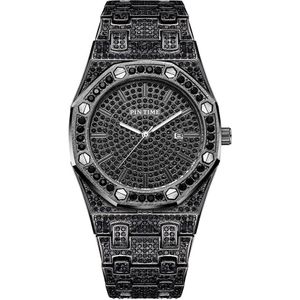 Hip Hop Gouden Horloge Mannen Luxe Diamond Heren Horloges Top Brand Luxe Iced Out Mannelijke Kalender Quartz Horloge relogio masculino