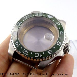 Bliger 40 Mm Luxe Top Brand Rvs Case Saffierglas Keramische Bezel Horloge Case Fit Eta 2836 Automatisch Uurwerk