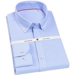 Mannen Standaard-Fit Dobby Plaid Dress Shirt Smart Casual Lange Mouwen Button Down Ademend Comfortabele Katoen Easy Care shirts