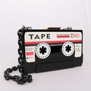 Vrouwen Transparante Tape Cassettes Avond Clutch Bag Acryl Harde Box Clutch Acryl Keten Handtas Kleine Party Purse Handtas