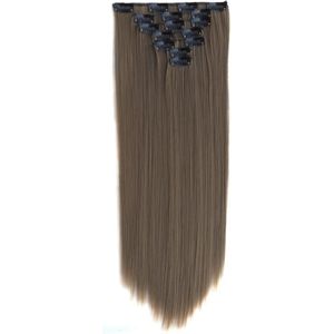 Qjz13050/68 2 P Xi. Rotsen Synthetisch Clip In Hair Extensions Straight Haarstukje Clips Op Haarverlenging Pruik Sandy Taupe Pruiken