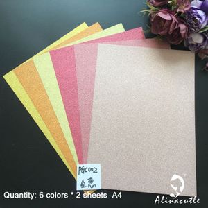 6 Kleuren X 2 Vel Karton Papier Karton Kleur Shades Glitter A4 250gsm Papier Diy Scrapbooking Papier Pack papier Ambachtelijke