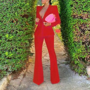 Autumn 2022 European and American Temperament Slim Suit Jacket Casual Bell-bottoms Women&#39;s Suit Two Piece Set Women