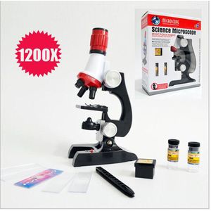 Microscoop Kit Lab LED 100X 400X 1200X Kinderen Toy Microscoop Monoculaire Biologische Microscoop voor onderwijs