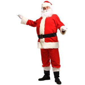 5Pcs Kerst Kerstman Pak Kostuum Cosplay Kerstman Pluche Jurk In Kerst Kostuum Pak 100% Polyester Fluwelen