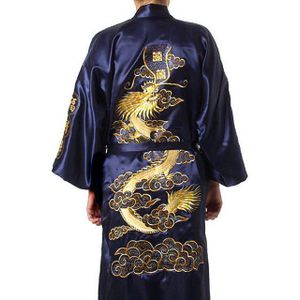 Chinese Traditionele mannen Zijde Satijn Robe Gown Pak Pyjama Sz: M tot 2XL