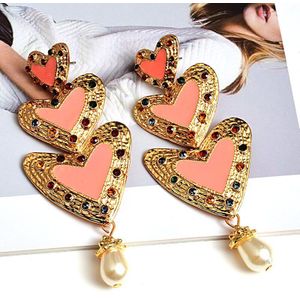 Metalen Loveheart Lange Oorbellen Hoge Crystal Earring Mode-sieraden Accessoires Voor Vrouwen