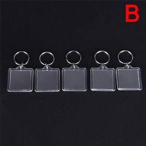 5 stks/partij Sleutelhanger Sleutelhanger Rechthoek Transparant Blank Acryl Insert Foto Fotolijst DIY Split Ring Sleutelhanger