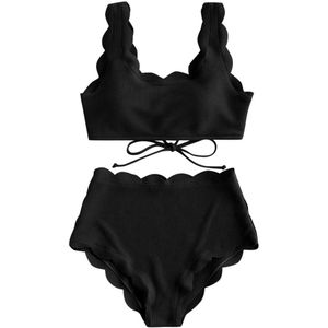 Badmode Vrouwen mode Tweedelige Solid Push Up Tankini Sets Plus Size Beachwear Badmode Zwarte Bikini Dames Casual Top & xs