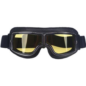 Possbay Zwarte Retro Motorcycle Goggles Bril Pilot Moto Lederen Helm Ski Brillen Voor Man Vrouwen Motorbike Universal Bril