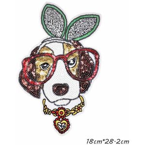 Zotoone Cartoon Dieren Glazen Hond Patches Naaien Grote Pailletten Borduurwerk Patch Voor Kleding Streep Op Kleding Diy Applicaties