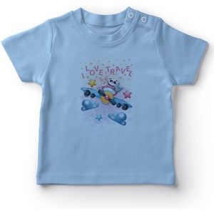 Angemiel Baby Reizen Liefdevolle Dieren Jongens Baby T-shirt Blauw
