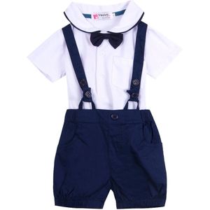 Pudcoco Jongen Set 12M-3Y 3 STUKS Peuter Baby Boy Kleding Outfit Past T-shirt Top + Overall Bib Broek + Bow tie