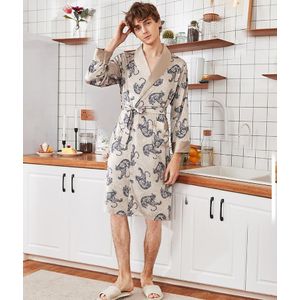 Mode mannen Zomer Kimono Robe Bad Gown Casual Zijdeachtige Homewear Mannelijke Nachtjapon Nachtkleding Sleepshirts Pijama Mujer L-XXL
