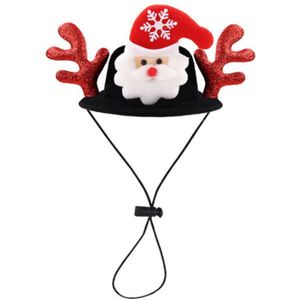 Funny Xmas Hoed Hond Kat Kerst Hoofddeksels Kerst Elk Rendier Gewei hoofdband Hoed Kleding Verstelbare Sneeuwpop Cap