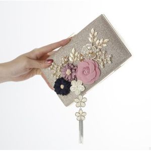 Vrouwen Wedding Handtas Handgemaakte Bloemen Avond Tassen Kwastje Keten Partij Tassen voor Dames Clutch Bag met Parels