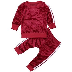 Fluwelen Kleding Lange Mouwen Truien Tops + Broek 2 STUKS Outfits Sets Herfst Winter Casual Kleding voor 1- 5T Kinderen Meisjes Jongens