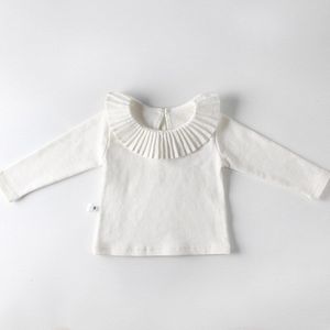 Mooie gezellige baby meisjes shirt herfst winter katoen lange mouw t-shirt kids geplooide kraag tops kinderen dieptepunt shirt