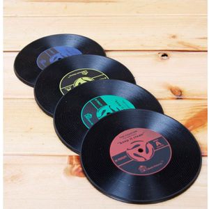Onderzetters 6 Stks/set Thuis Tafel Cup Mat Decor Koffie Drink Placemat Servies Spinning Retro Vinyl Cd Record Drankjes