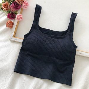 Naadloze Crop Top Vrouwen Ondergoed Draad-Gratis U-Vormige Hemdje Brede Bandjes Gestreepte Effen Bralette Lingerie