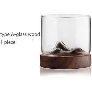 Mountain Whiskey Glazen Beker Minimalistische Houten Base Rotsen Bier Wijn Glazen Sap Cup Bar Hotel Drinkware Elegante