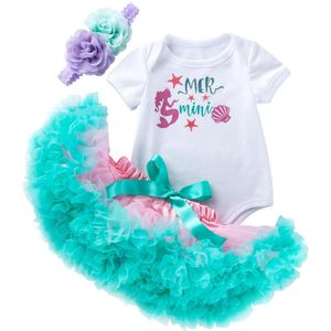 Mermaid Rok Set 3pcs Pasgeboren Baby Meisjes Romper Baby Outfits Meisjes Prinses Peuter Kids Kleding Verjaardagscadeautjes