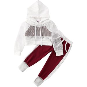 Baby Zomer Kleding 3 Stuks Peuter Baby Meisje Kleding Mesh Hooded Crop Tops Vest Broek Joggingbroek Outfit Trainingspak