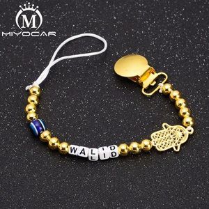 MIYOCAR alle gold mooie fopspeen clip en wandelwagen chain set idee voor baby douche elke naam kan maken