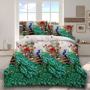 Lanlan 4 Stks/set 3D Gedrukt Stijlvolle Bed Set Laken Dekbedovertrek Kussenslopen Bruiloft Housewarming Decoratie