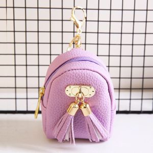 Vrouwen Meisjes Leuke Rits Portemonnee Rugzak Vorm Kwastje Sleutelhanger Koreaanse Stijl Pu Leer Draagbare Mini Coin Bag Kerst