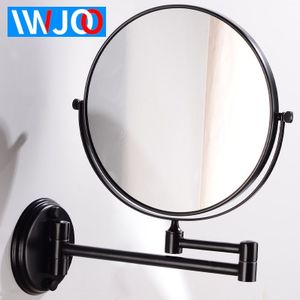 Badkamer Spiegel Zwart Cosmetische Spiegel Wandmontage Rvs 8 Inch Ronde Folding Make Up Spiegel Vergrootglas Vanity 2 Gezicht