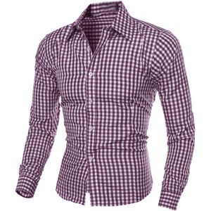 Mode Mannen Top Kleding Slim Fit Mannen Lange Mouw Mannelijke Plaid Katoen Casual Shirts Sociale Plus Size Rooster Pocket blouse 2 #