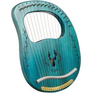 Muslady 16 String Verbeterde Lier Harp Draagbare Massief Houten Harp String Muziekinstrument Met Stemsleutel Clear Blue