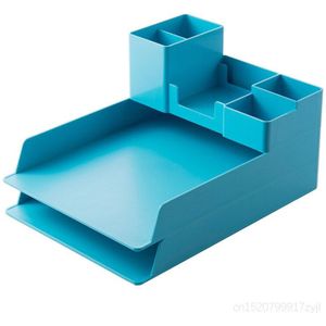 Aqua Gestapeld Acryl Bureau Accessoires Opberglades Desktop A4 Brief Bestand Trays Potlood Cup Bureau Organizer Set Bureau Organisatoren